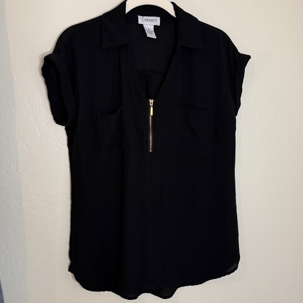Carmen Marc Valvo Black Blouse